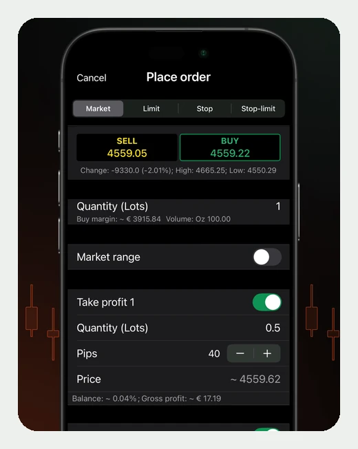 Экран приложения cTrader: терминал и платформа в проп-трейдинге